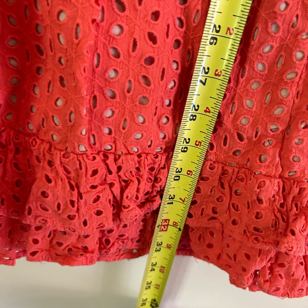Peter Som Vintage Eyelet Sleeveless Orange Mini Dress Hippie Grunge - Picture 7 of 7